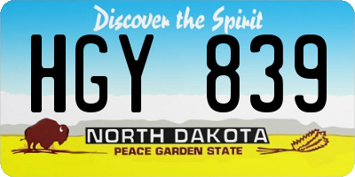 ND license plate HGY839