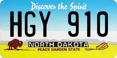 ND license plate HGY910