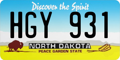 ND license plate HGY931
