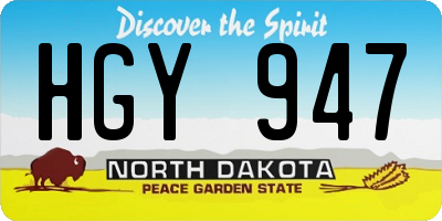 ND license plate HGY947