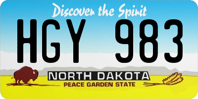 ND license plate HGY983