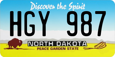 ND license plate HGY987
