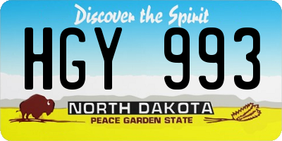 ND license plate HGY993