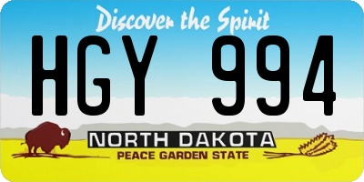ND license plate HGY994