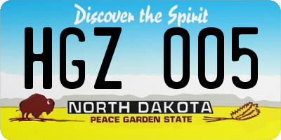 ND license plate HGZ005