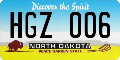 ND license plate HGZ006