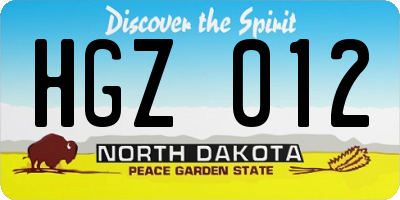 ND license plate HGZ012