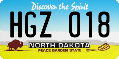 ND license plate HGZ018
