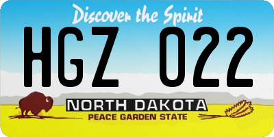 ND license plate HGZ022