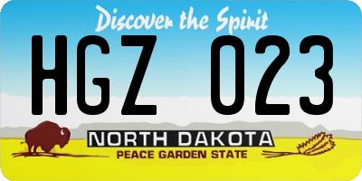ND license plate HGZ023