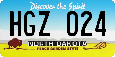 ND license plate HGZ024