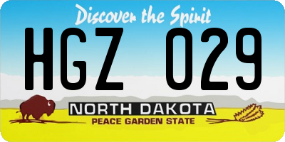 ND license plate HGZ029