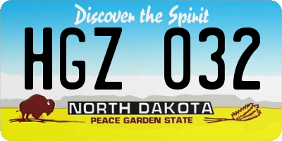 ND license plate HGZ032