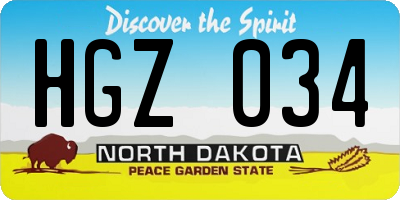 ND license plate HGZ034