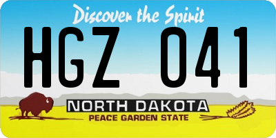 ND license plate HGZ041