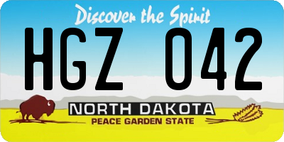 ND license plate HGZ042