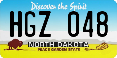 ND license plate HGZ048