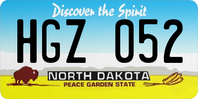 ND license plate HGZ052
