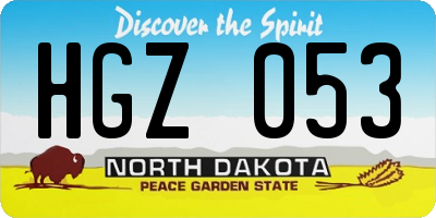 ND license plate HGZ053