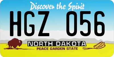 ND license plate HGZ056