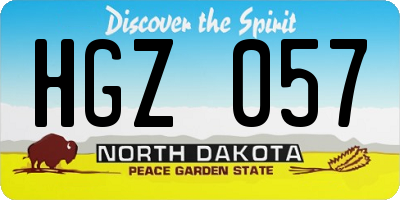ND license plate HGZ057