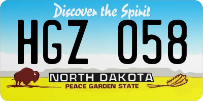 ND license plate HGZ058