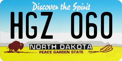 ND license plate HGZ060
