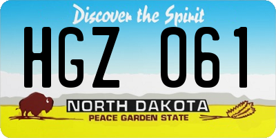ND license plate HGZ061