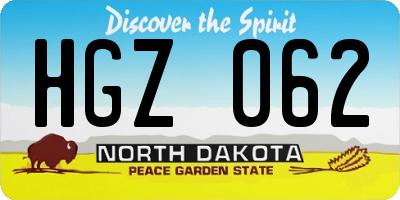 ND license plate HGZ062