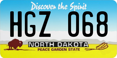 ND license plate HGZ068