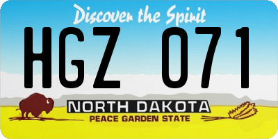 ND license plate HGZ071
