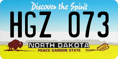 ND license plate HGZ073