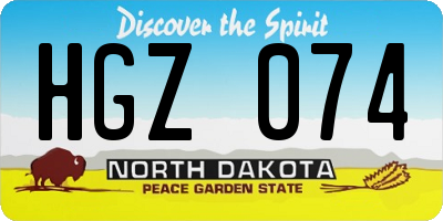 ND license plate HGZ074