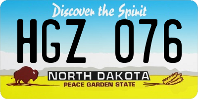 ND license plate HGZ076
