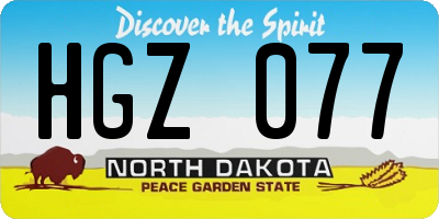 ND license plate HGZ077