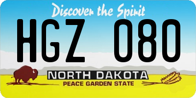 ND license plate HGZ080