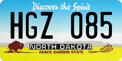 ND license plate HGZ085