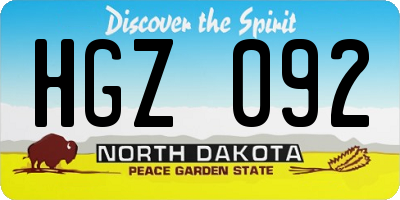 ND license plate HGZ092