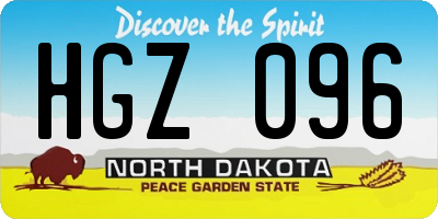 ND license plate HGZ096