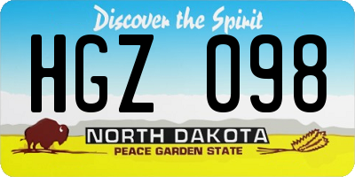 ND license plate HGZ098