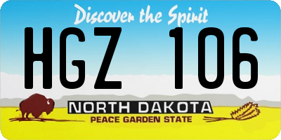 ND license plate HGZ106
