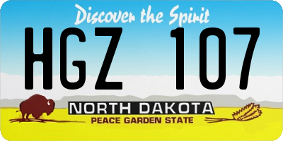 ND license plate HGZ107