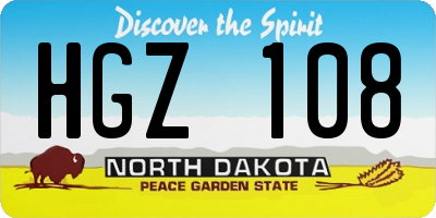 ND license plate HGZ108