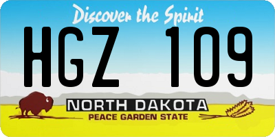 ND license plate HGZ109