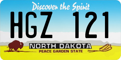 ND license plate HGZ121