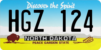 ND license plate HGZ124