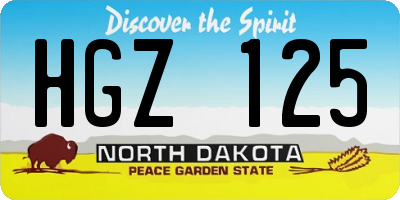 ND license plate HGZ125