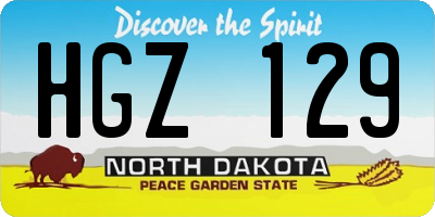ND license plate HGZ129