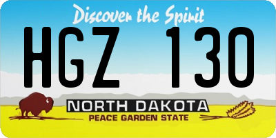 ND license plate HGZ130