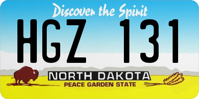 ND license plate HGZ131